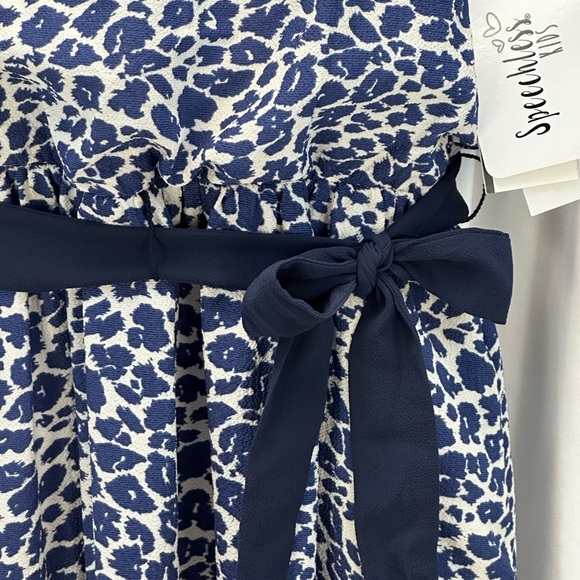 Speechless Kids Sleeveless Halter Neck Animal Print Midi Dress - Navy Blue - 10 - Picture 4 of 10